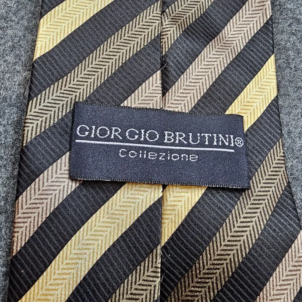 Giorgio Brutini Silk Repp Striped Necktie Brown Black 58